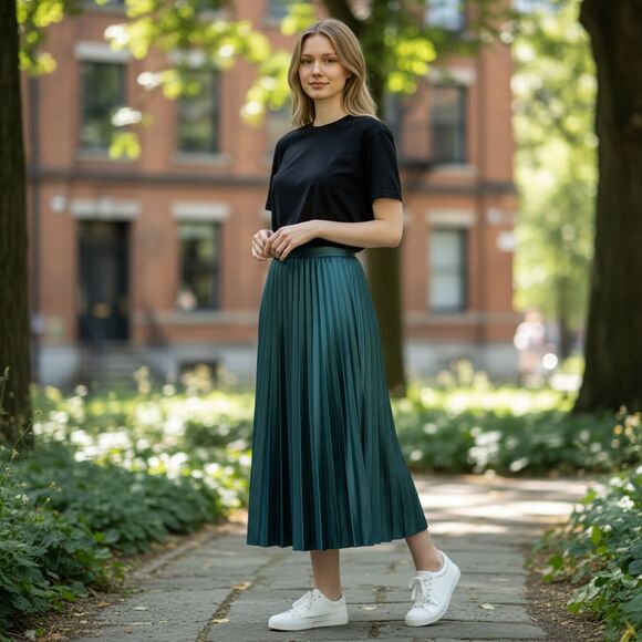 Zara Dresses & Skirts - Zara Pleated Midi Skirt Small Green